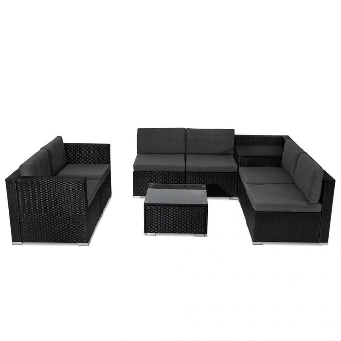 8PCS Outdoor Furniture Modular Lounge Sofa Lizard Black