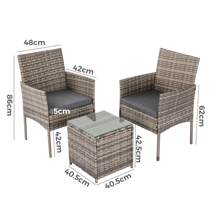 Sophia Rattan Outdoor Set- Mixed Grey