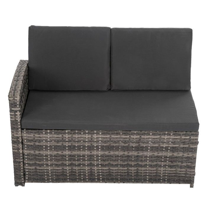 Ella 8-Seater Modular Outdoor Garden Lounge and Dining Set with Table and Stools in Dark Grey Weave