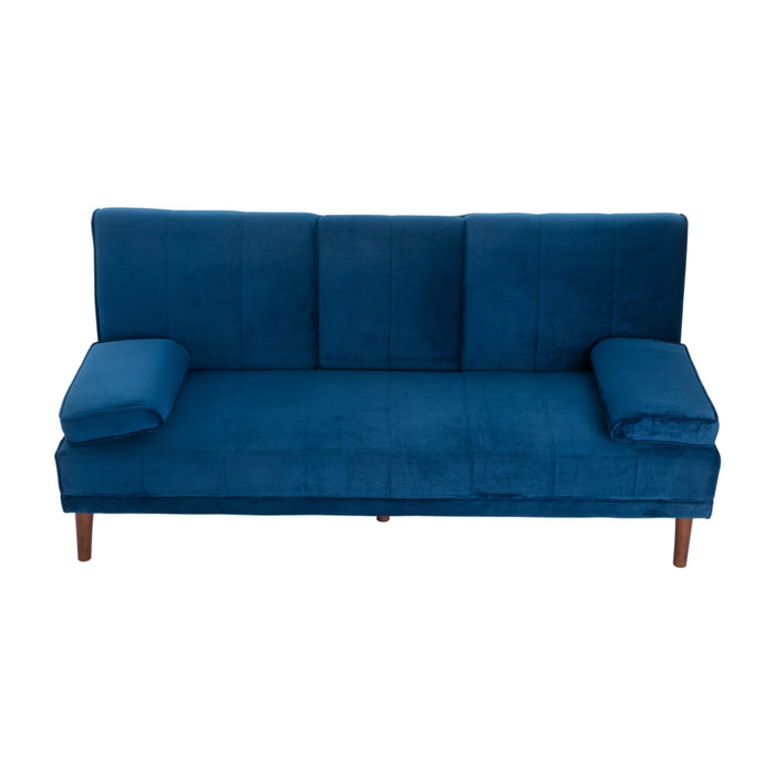 3 Seater Sofa Bed Couch with Cup Holder Velvet Navy