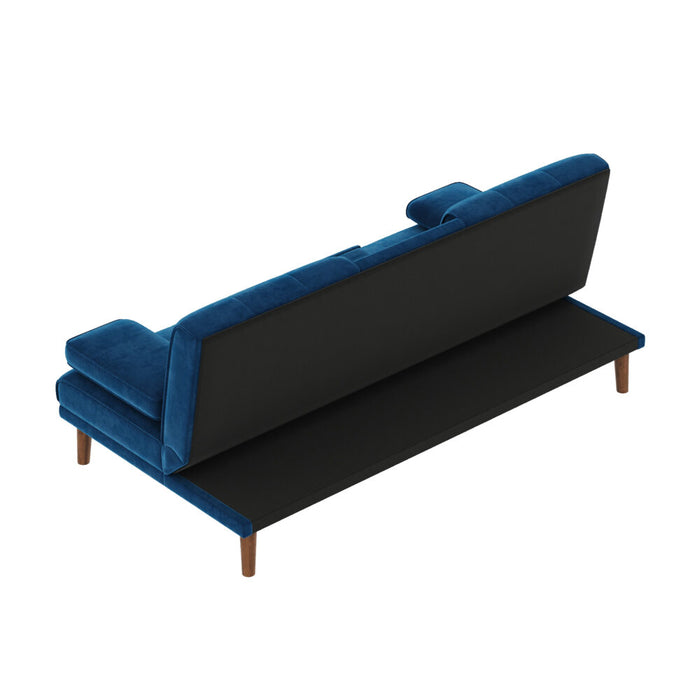 3 Seater Sofa Bed Couch with Cup Holder Velvet Navy