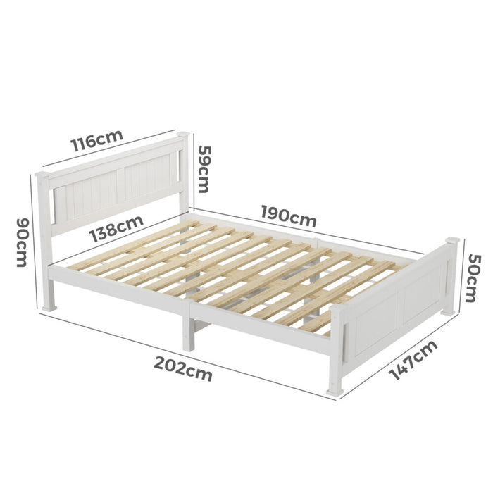 Double Solid Pine Timber Bed Frame &#8211; White