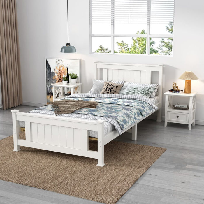 Single Solid Pine Timber Bed Frame &#8211; White