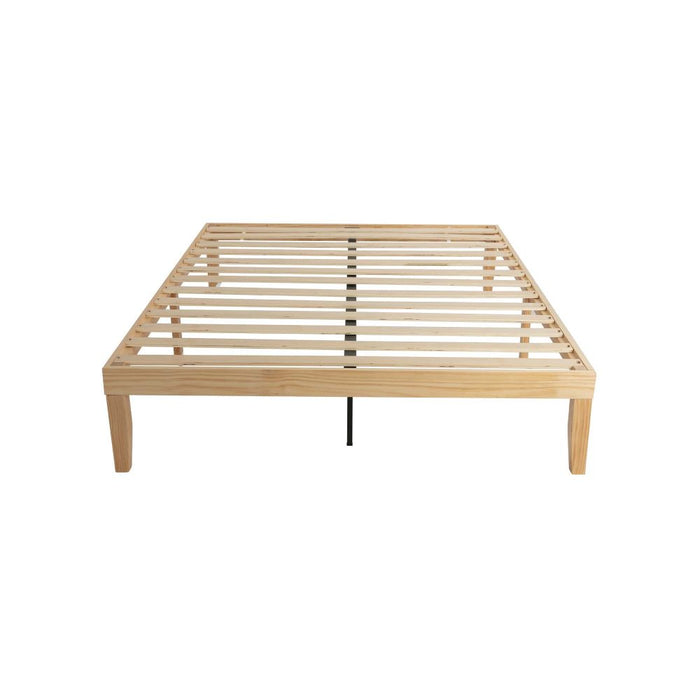 Warm Wooden Natural Bed Base Frame &#8211; Double