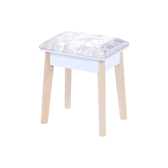 Dressing Vanity Table Stool Set with Make-up LED Lighted Mirror - White