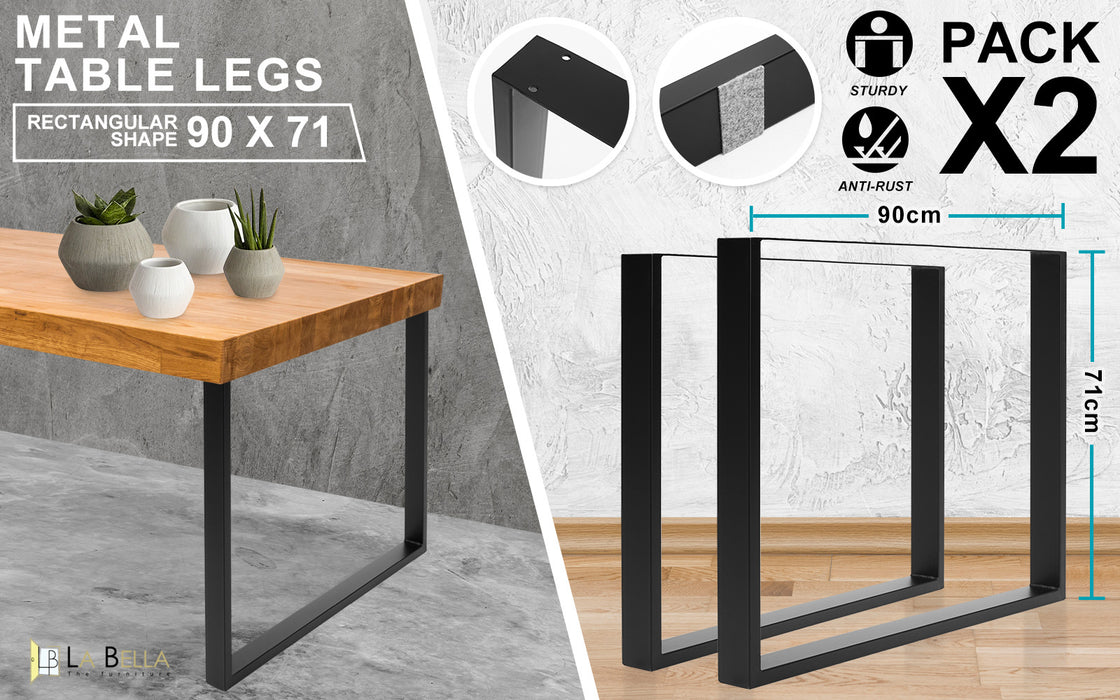 La Bella 2 Set 90 x 71cm Black Coffee Dining Table Legs Bench Box DIY Steel Metal Industrial