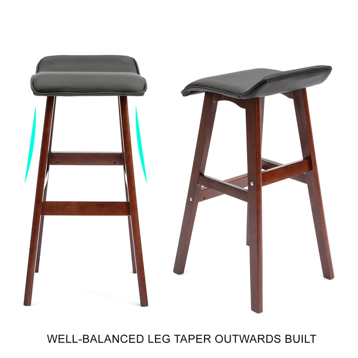 La Bella 4 Set 73cm Black Brown Wooden Bar Stool DARA Leather