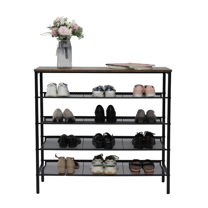 5-Tier Large Shoe Rack Shelf Stand Flat & Slant Adjustable Storage Organizer 100 cm