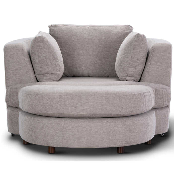 Sunshine Single Sofa Love Chair Fabric Swivel Armchair Ottoman Set - Steel