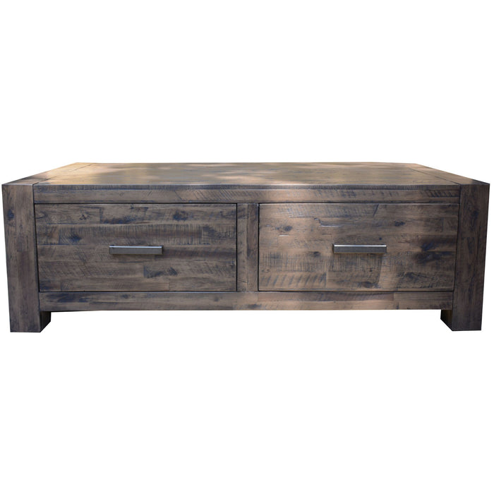 Catmint Coffee Table 127cm 2 Drawer Solid Acacia Wood - Stone Grey