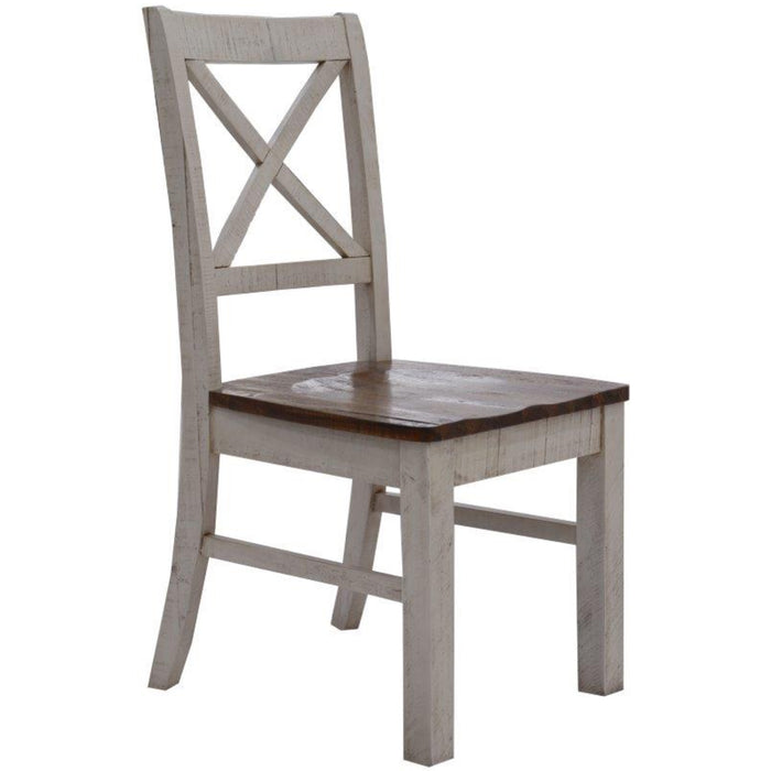 Erica X-Back Dining Chair Set of 8 Solid Acacia Timber Wood Hampton Brown White