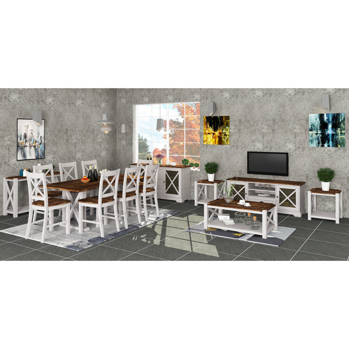 Erica 9pc Dining Set 240cm Table 8 Chair Solid Acacia Wood Timber Brown White