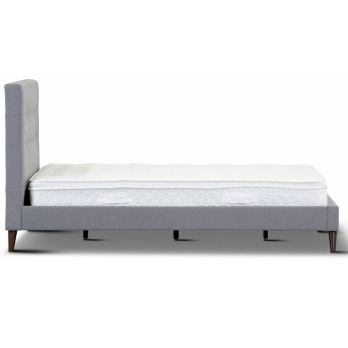 Volga King Single Bed Platform Frame Fabric Upholstered Mattress Base - Grey