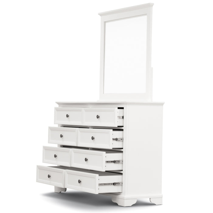 Celosia 4pc Bedside Dresser Mirror Bedroom Chest of Drawers Set Cabinet - White