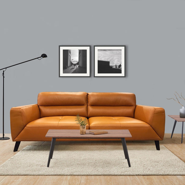 Downy  Genuine Leather Sofa 2 Seater Upholstered Lounge Couch - Tangerine