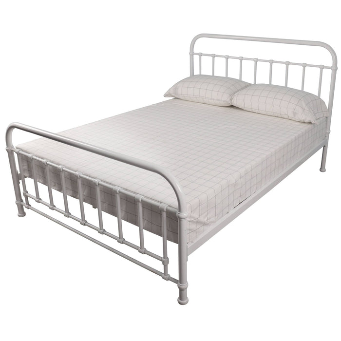 Metallica Double Bed Size Metal Frame Platform Mattress Base - White