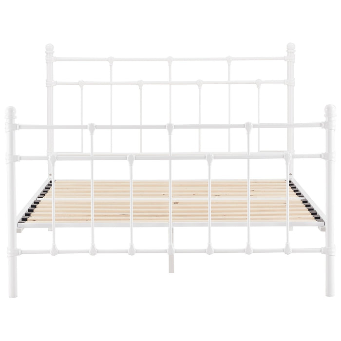 Gracy Double Bed Size Metal Frame Platform Mattress Base - White