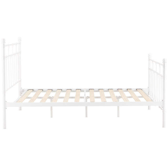 Gracy Double Bed Size Metal Frame Platform Mattress Base - White