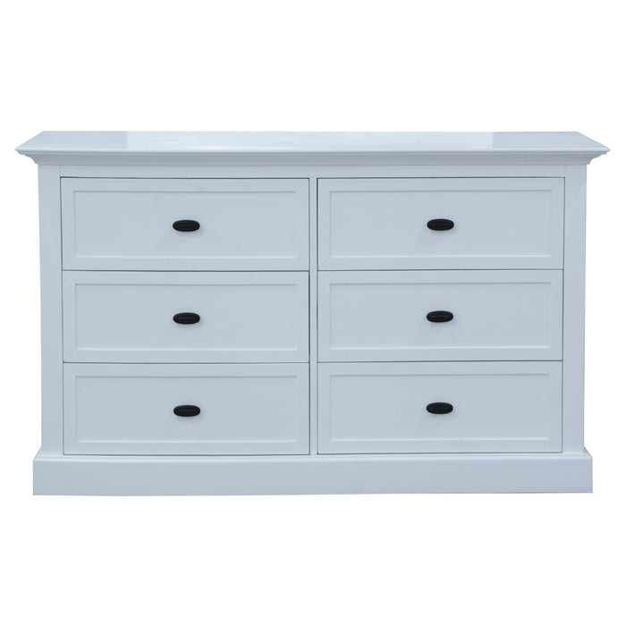 Beechworth Dresser 6 Chest of Drawers Pine Wood Storage Cabinet Hampton - White