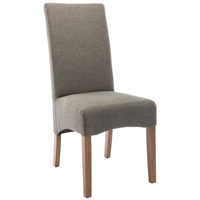 Aksa Fabric Upholstered Dining Chair Set of 4 Solid Pine Wood Furniture - Grey