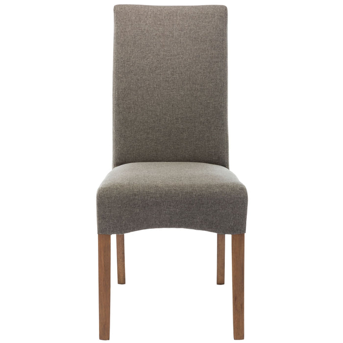 Aksa Fabric Upholstered Dining Chair Set of 4 Solid Pine Wood Furniture - Grey