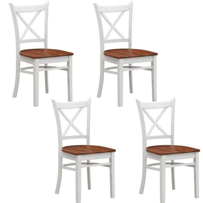 Lupin Dining Chair Set of 4 Crossback Solid Rubber Wood Furniture - White Oak