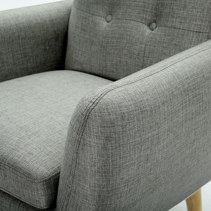 Dane Single Seater Fabric Upholstered Sofa Armchair Lounge Couch - Mid Grey