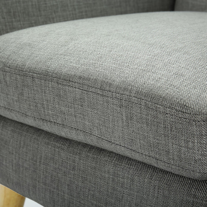 Dane Single Seater Fabric Upholstered Sofa Armchair Lounge Couch - Mid Grey