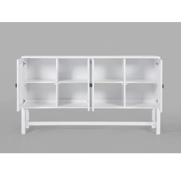 Jasmine Sideboard Buffet Table 160cm 4 Door Mindi Wood Rattan - White