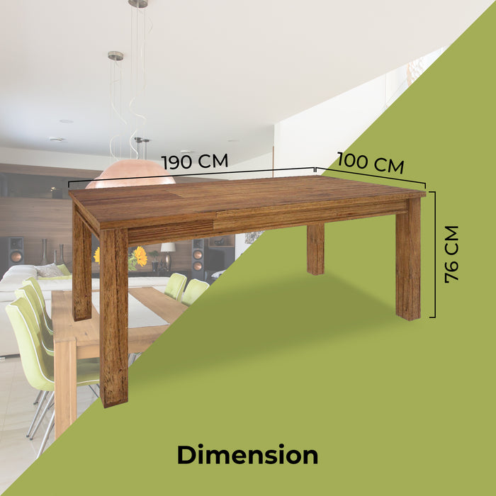 Birdsville Dining Table 190cm Solid Mt Ash Wood Home Dinner Furniture - Brown