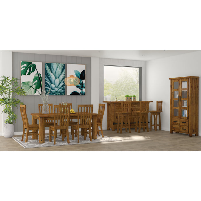 Teasel Dining Chair Set of 4 Solid Pine Timber Wood Seat - Rustic Oak