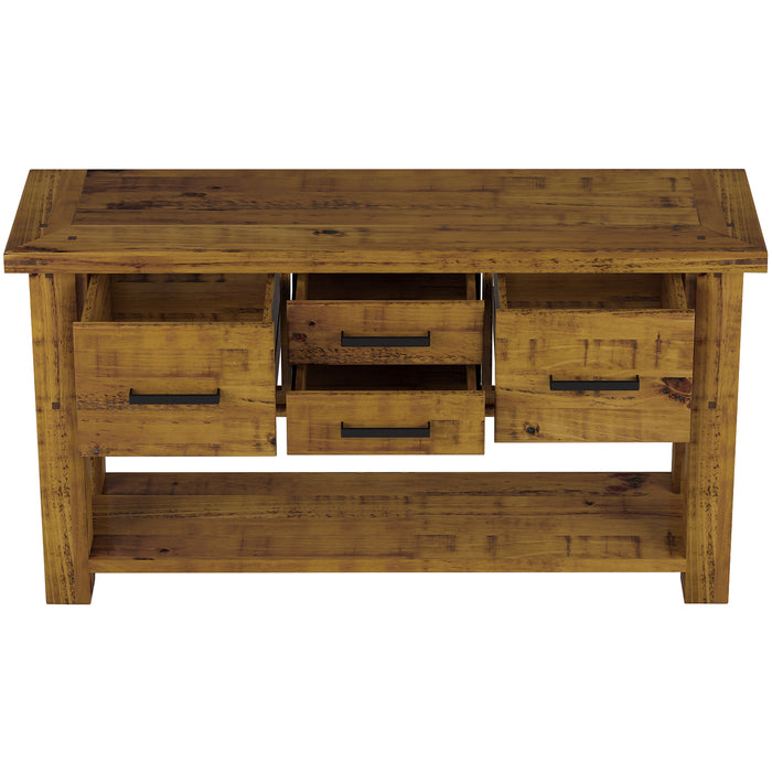 Teasel Console Hallway Entry Table 147cm Solid Pine Timber Wood - Rustic Oak