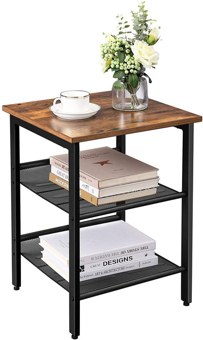 Side Table with 2 Mesh Shelves