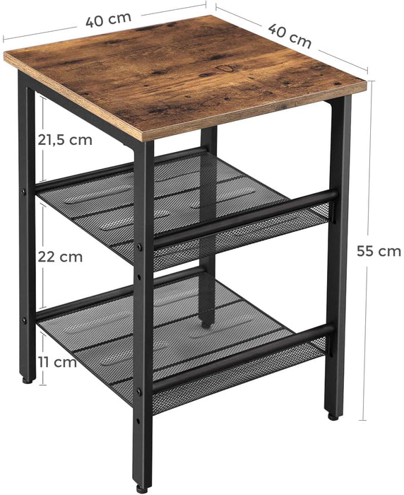 Side Table with 2 Mesh Shelves