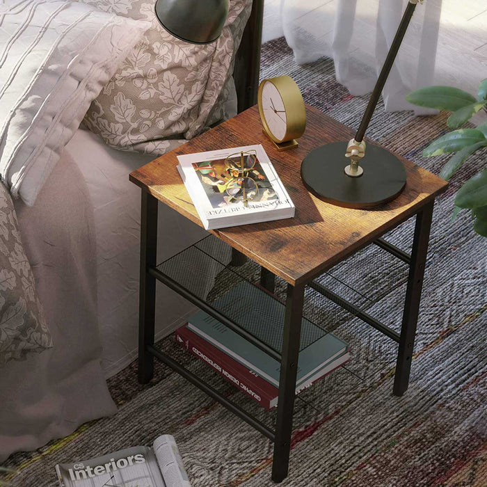 Set of 2 Side Table with 2 Mesh Shelves