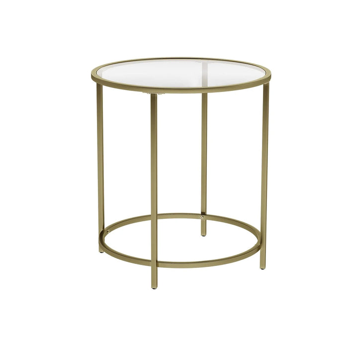 Round Side Table with Tempered Glass Top