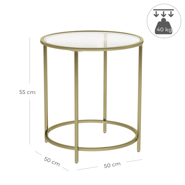 Round Side Table with Tempered Glass Top