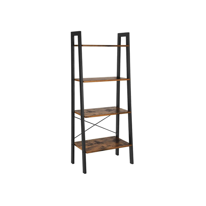 4 Tier Ladder Shelf Rustic Brown