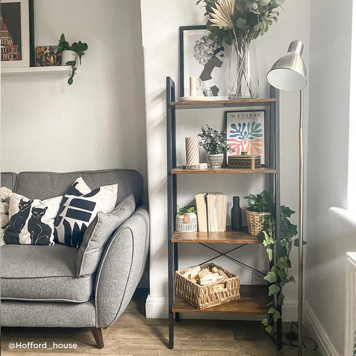 4 Tier Ladder Shelf Rustic Brown