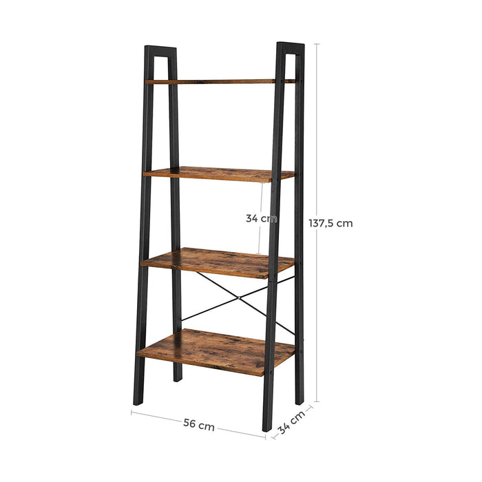 4 Tier Ladder Shelf Rustic Brown