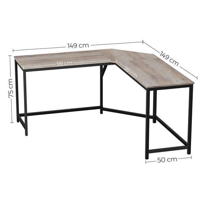 L-Shaped Computer Desk, Corner Desk for Study, Home Office, Gaming 149D x 149W x 75H cm