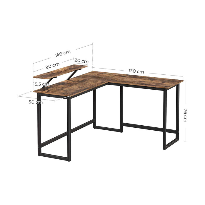 L-Shaped Desk with Screen Stand for Studying, Gaming, Working, Space-Saving