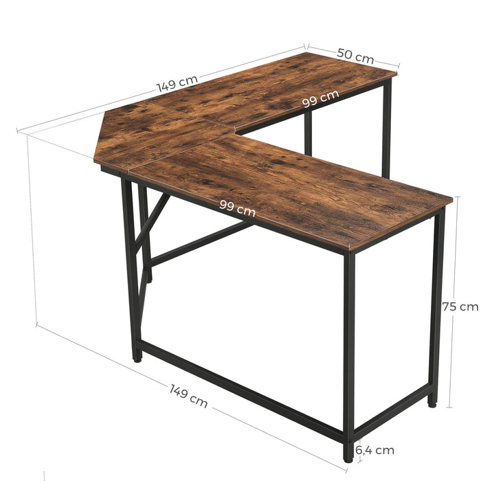 L-Shaped Computer Desk, Corner Desk for Study, Home Office, Gaming 149 x 149 x 75 cm