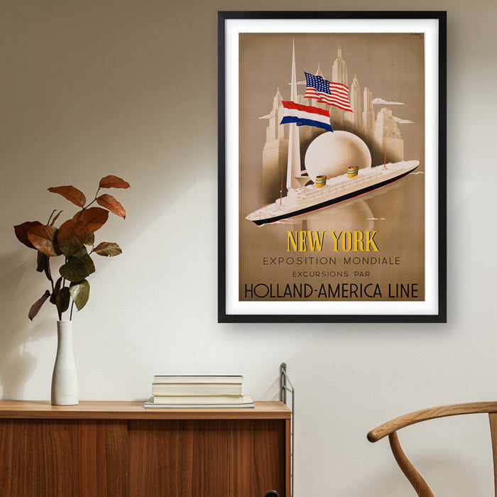 Wall Art's Fabre Lines Mediterranean New York Large 105cm x 81cm Framed A1 Art Print