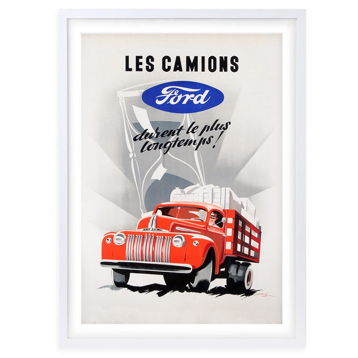 Wall Art's Les Camions Ford Large 105cm x 81cm Framed A1 Art Print