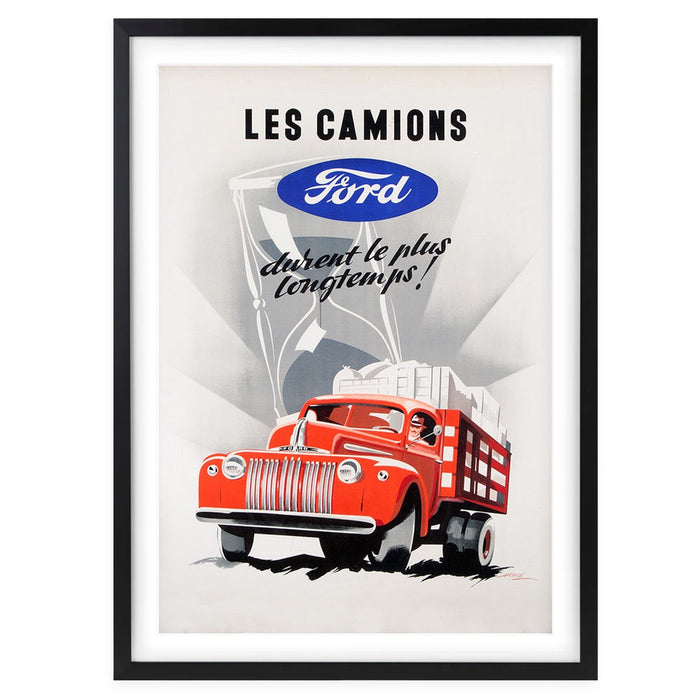 Wall Art's Les Camions Ford Large 105cm x 81cm Framed A1 Art Print