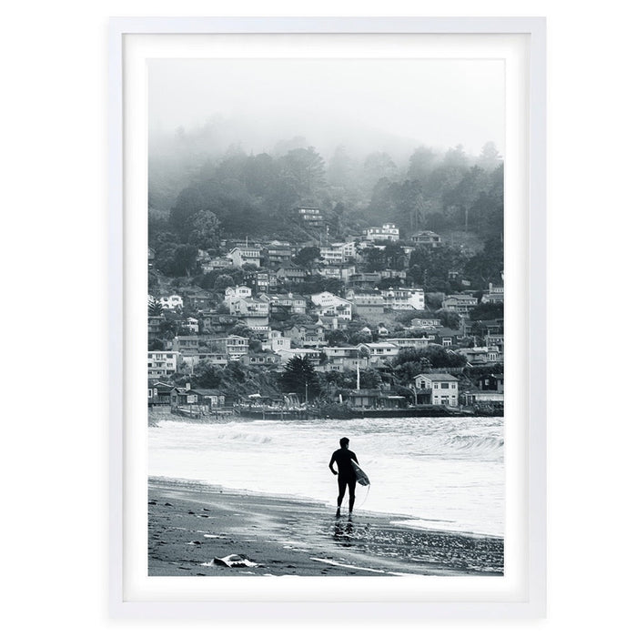 Wall Art's Misty Morning Surfer Large 105cm x 81cm Framed A1 Art Print