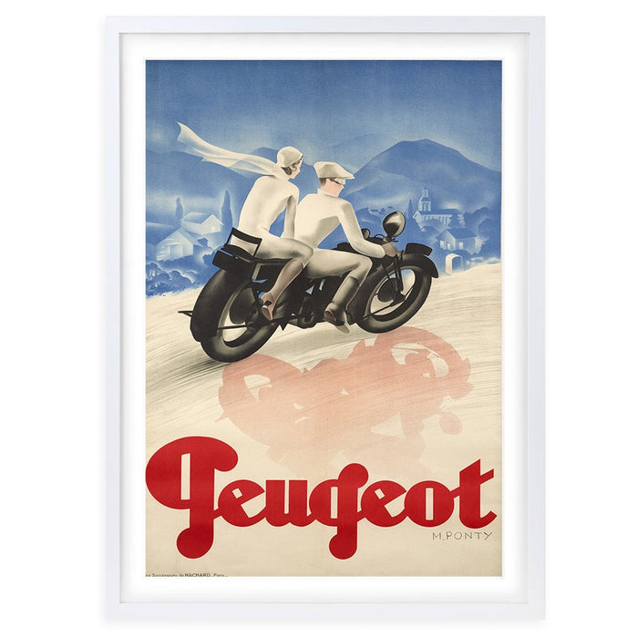 Wall Art's Peugeot Motorbike Large 105cm x 81cm Framed A1 Art Print