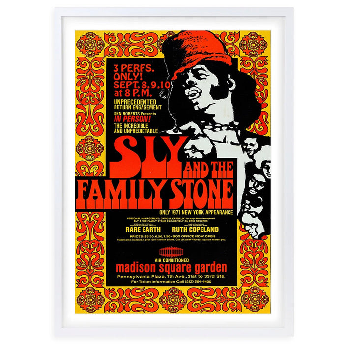 Wall Art's Sly And The Family Stone - Madison Square Garden - 1971 Large 105cm x 81cm Framed A1 Art Print