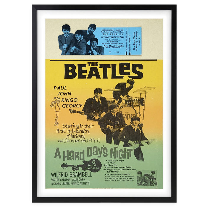 Wall Art's The Beatles - A Hard Day S Night Ticket Poster - 1964 Large 105cm x 81cm Framed A1 Art Print